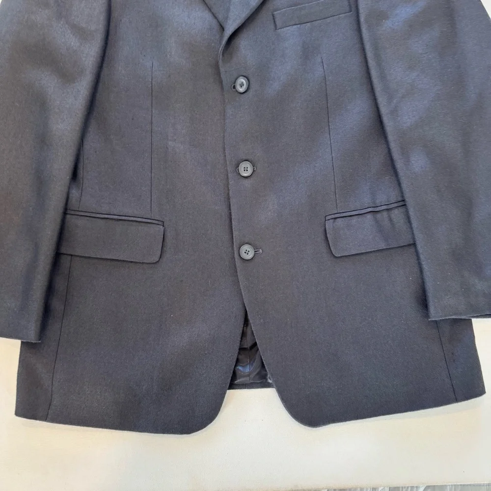 Chereskin Mens 40R Sports Coat Black 2-Button 100% Silk Blazer Jacket
